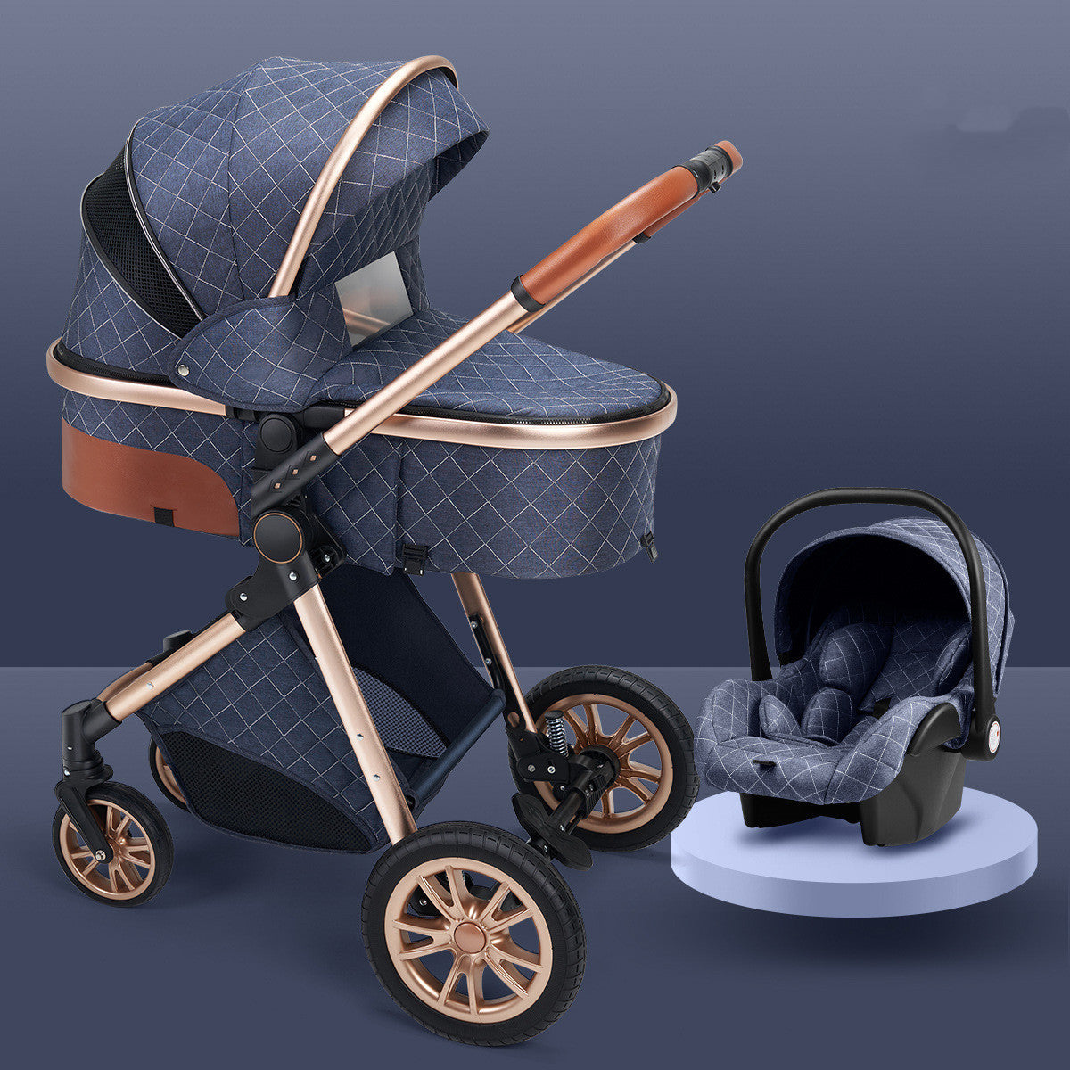 Lightweight Folding Two Way Shock Absorbing Newborn Baby Stroller